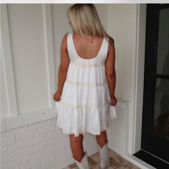 These three boutique white cream babydoll dress - Picture 4 of 5